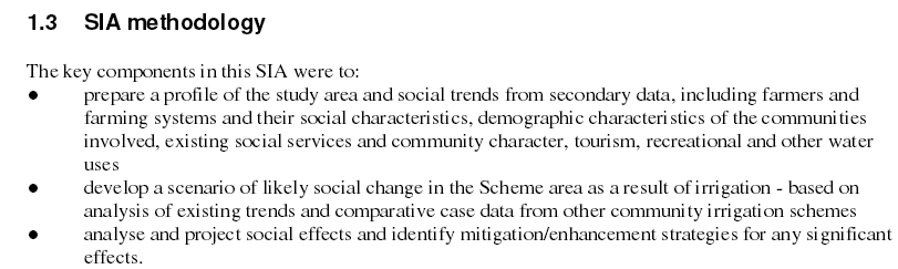 SIA methodology