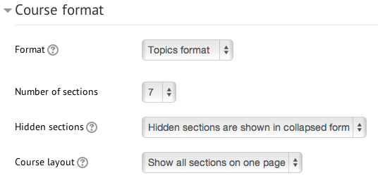 course settings format