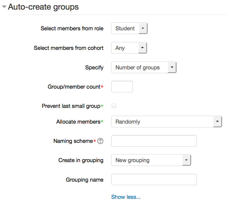 Auto-create groups settings